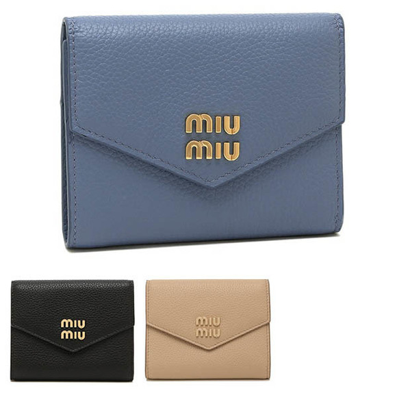 Miu Miu Black Vitello Dino Wallet Tri - Picture 1 of 9
